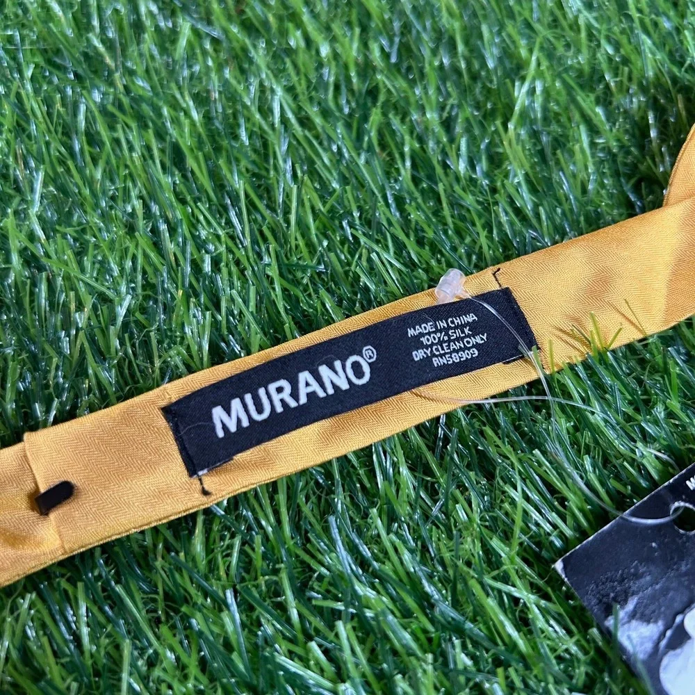 Murano Silk Self Tie Bow Tie Mens One Size Gold Adjustable Formal Accessory